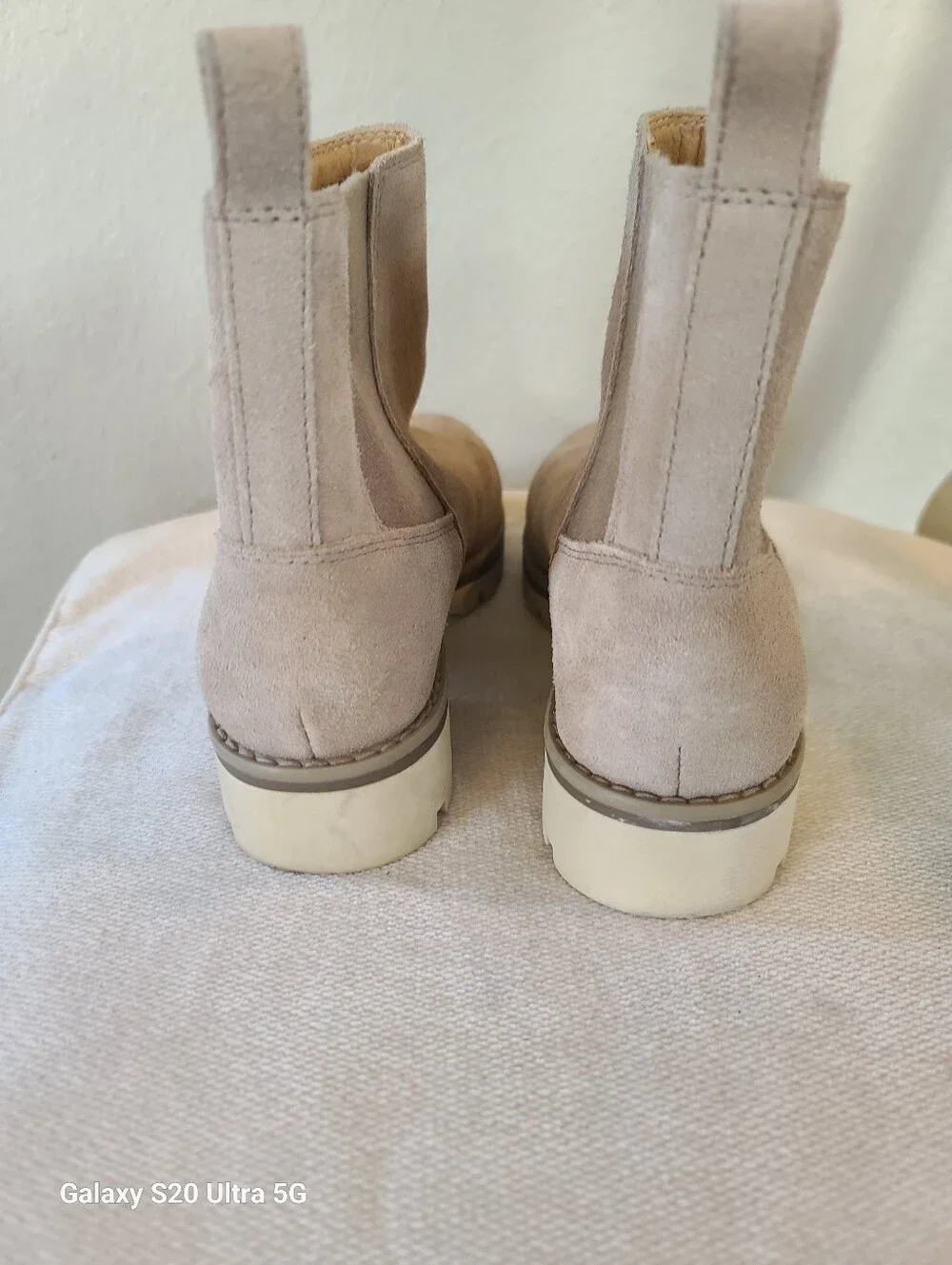 Crown  Vintage Women's Leather Suede Chelsea Boots - Neutral Beige